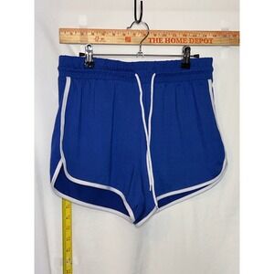 Love Streak Womens Royal Blue Dolphin Shorts White Trim Elastic Drawstring Large